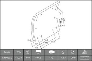 Фото Комплект тормозных башмаков, барабанные тормоза Ferodo K19030.0TG