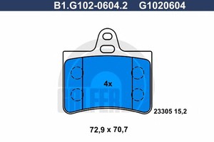 Фото Комплект гальмівних колодок, дискове гальмо GALFER B1G10206042