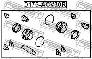 Фото Ремкомплект супорта гальмівного заднього Febest 0175ACV30R