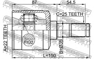 Фото Шрус внутрішній 22x35x25 HYUNDAI ACCENT 99- Febest 1211ACCAT