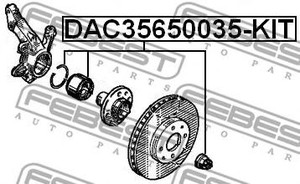 Фото Підшипник маточинний передній ремкомплект 35x65x35 Febest DAC35650035KIT