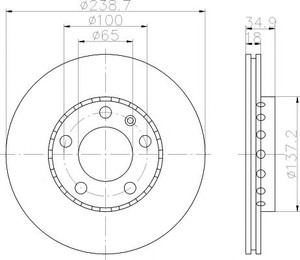 Фото Диск гальмівний (передній) Skoda Octavia/Fabia/VW Polo 99- (239x18) PRO Textar 92106803