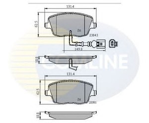 Фото Комлект гальмівних колодок, дисковий механізм COMLINE CBP11147