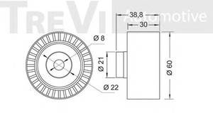 Фото Паразитный / ведущий ролик, зубчатый ремень TREVI AUTOMOTIVE TD1644