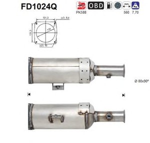 Фото Сажевый / частичный фильтр, система выхлопа ОГ AS FD1024Q