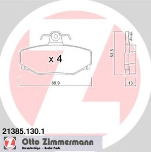 Фото Комлект гальмівних колодок, дисковий механізм Zimmermann 21385.130.1