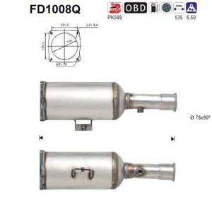 Фото Сажевый / частичный фильтр, система выхлопа ОГ AS FD1008Q