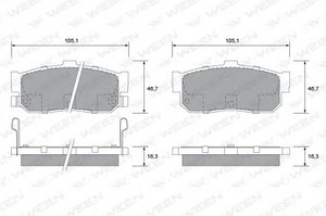 Фото Комплект гальмівних колодок, дискове гальмо WEEN 1512604
