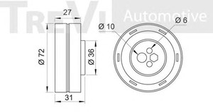 Фото Натяжний ролик, ремінь ГРМ TREVI AUTOMOTIVE TD1036