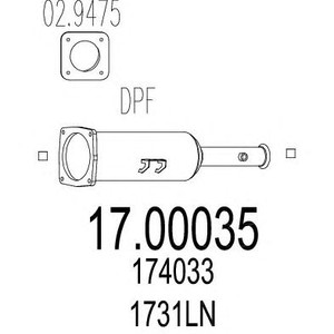 Фото Сажевый / частичный фильтр, система выхлопа ОГ MTS 17.00035