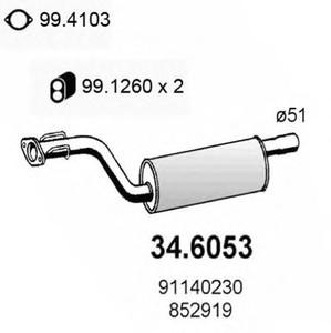 Фото Середній глушник вихлопних газів ASSO 34.6053