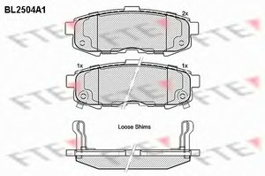 Фото Комплект гальмівних колодок, дискове гальмо FTE BL2504A1