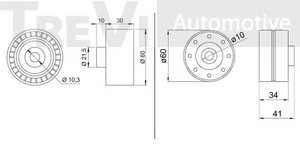 Фото Паразитный / ведущий ролик, зубчатый ремень TREVI AUTOMOTIVE TD1279