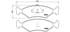 Фото Комлект гальмівних колодок, дисковий механізм Brembo P 24 006