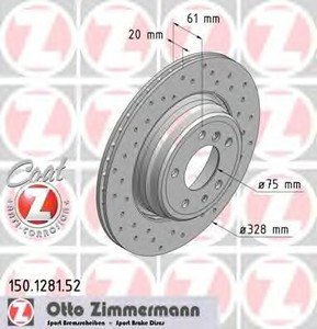 Фото Гальмівний диск Zimmermann 150.1281.52