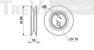 Фото Натяжний ролик, клиновий ремінь TREVI AUTOMOTIVE TA1043