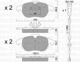 Фото Комлект гальмівних колодок, дисковий механізм Metelli 2205402K