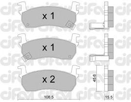 Фото Комлект гальмівних колодок, дисковий механізм CIFAM 822-034-1
