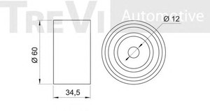 Фото Паразитный / ведущий ролик, зубчатый ремень TREVI AUTOMOTIVE TD1463