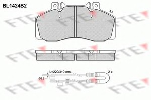 Фото Комплект гальмівних колодок, дискове гальмо FTE BL1424B2