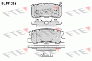 Фото Комплект гальмівних колодок, дискове гальмо FTE BL1810B2