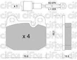 Фото Комлект гальмівних колодок, дисковий механізм CIFAM 822-027-0K