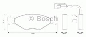 Фото Комлект гальмівних колодок, дисковий механізм Bosch 0 986 BB0 007