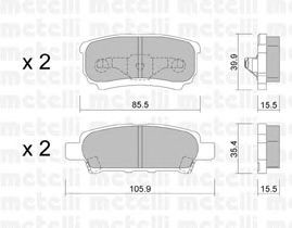 Фото Колодки гальмівні (задні) Mitsubishi Outlander/Lancer 03-/Jeep Compass/Patriot/Dodge Avenger 06- Metelli 2207370