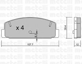 Фото Комлект гальмівних колодок, дисковий механізм Metelli 2203022