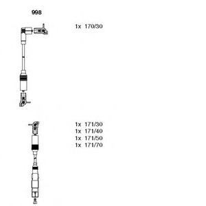 Фото Проводи запалювання Audi A4/VW Passat 1.6 94-01 (к-кт) BREMI 998