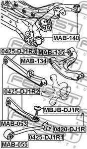 Фото Сайлентблок задньої поперечної тяги Galant 03- Febest MAB053