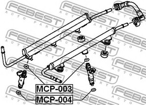 Фото Кільце гумове паливної форсунки VAG/Nissan/Ford/PSA Febest MCP003