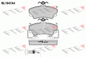 Фото Комлект гальмівних колодок, дисковий механізм FTE BL1847A4