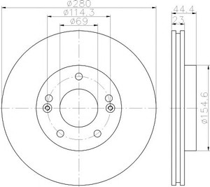 Фото Диск гальмівний (передній) Hyundai Elantra/I30 II 11-/Kia Cee'D/ Cerato III 13- (280x23) PRO Textar 92243103