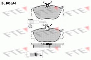 Фото Комлект гальмівних колодок, дисковий механізм FTE BL1605A4