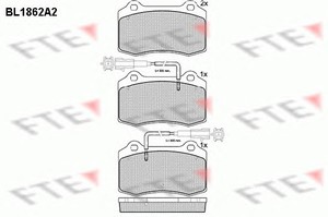 Фото Комлект гальмівних колодок, дисковий механізм FTE BL1862A2