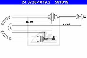 Фото Трос, керування зчепленням ATE 24.3728-1019.2