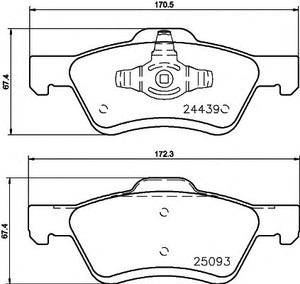 Фото Комлект гальмівних колодок, дисковий механізм Pagid T1914