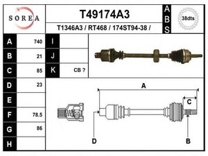 Фото Привідний вал EAI T49174A3