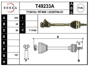 Фото Привідний вал EAI T49233A