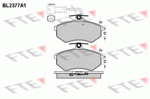 Фото Комплект гальмівних колодок, дискове гальмо FTE BL2377A1